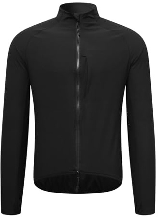 Domary Winddichte Radjacke mit Doppelreißverschluss, Reflektierende Windjacke, Leichte und Atmungsaktive Nylonjacke für Laufen, Pendeln und Outdoor-Sportarten (BE207-B Schwarzer Mantel XL)