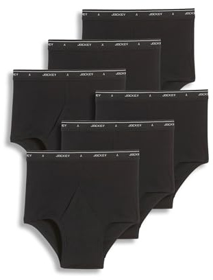 Jockey Men's Underwear Classic Full Rise Brief - 6 Pack, Black, 38