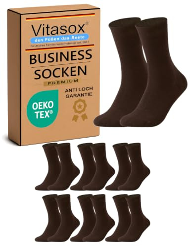 Vitasox Business Herrensocken 6 bis 12 Paar aus Baumwolle – nahtfrei & ohne Gummibund – hochwertige, einfarbige und atmungsaktive Herren Socken mit weichem Komfortbund, unifarben