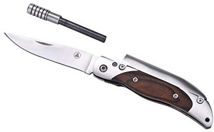 LAGUIOLE - Couteau de poche muni d'une pierre à feu - Manche en bois de rose - Pratique pour une activité outdoor, permet de faire du feu, fonctionne à haute altitude - Lame Inox 7 cm