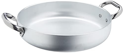 Pentole Agnelli Linea Alluminio 5 mm Tegame Radiante con Due Maniglie Inox, Argento, 28 cm