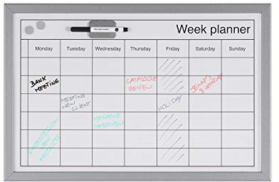 Bi-Office - Lavagna di planning settimanale cancellabile, con penna