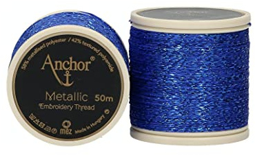 Anchor Stickgarne, 42% Polyamid, 58% MetallisedPolyester, blau, 50m, 4316000-00320
