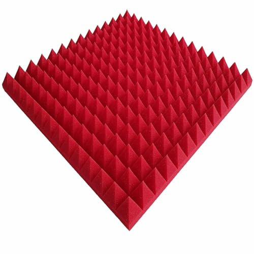 Noppenschaumstoff,Akustik Schaumstoff, Akustikschaumstoff, Pyramiden Akustik, Dämmung alle Farbe Weiß,Anthrazit,,grün,Rot, (49 x 49 x 5cm, Rot)
