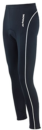Airtracks Herren Fahrradhose Lang-Radhose-Radlerhose-3D Coolmax gepolstert-Schwarz-Silber-XL
