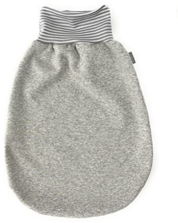 Lilakind Schlafsack Strampelsack Pucksack Herbst/Winter Jersey Fleece Meliert Sterne - Made in Berlin 12-18 Monate, Grau,70 cm