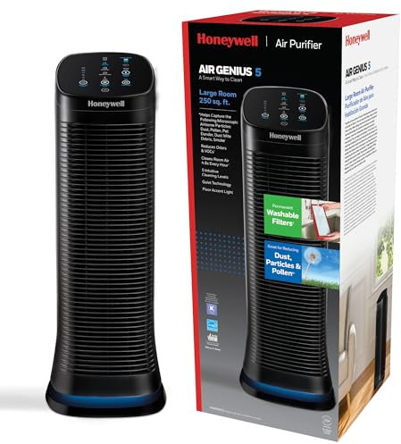 Honeywell AirGenius 5 HFD-320 Air Filter and Odour Reducer, Black, 1 Piece
