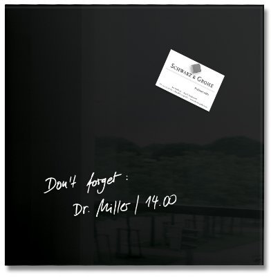 SIGEL GL157 kleine Premium Glas-Magnettafel 30 x 30 cm schwarz hochglänzend, SGS geprüft, einfache Montage, incl. 2 Magnete, Artverum