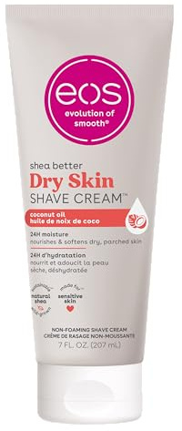 eos Shea Better Dry Skin Shaving Cream, Shave Cream for Women, Skin Care and Lotion with Coconut Oil, 24-Hour Hydration, 7 fl oz, Packaging May Vary