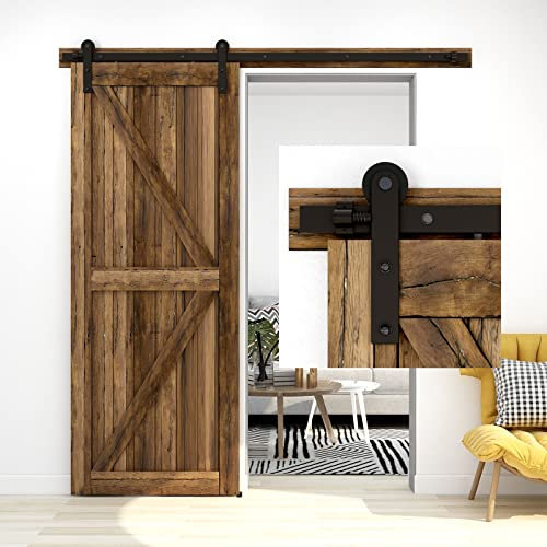 228cm/7.5FT Schiebetürsystem Zubehörteil Laufschiene Schiebetürbeschlag Holzschiebetür Komplettset Schiebetür Schiene Set Schwarz/sliding barn door hardware