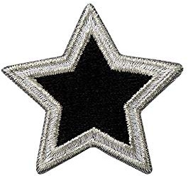 Strykbild applikation patch lappar stjärna silver svart 4,0 cm