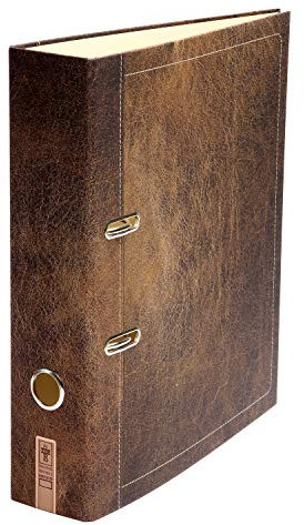 Lederluxus Mahagoni - Ordner Aktenordner DIN A4 ca. 8 cm breit Motiv Leder-Optik bedruckt braun dunkelbraun Büro Männer Frauen