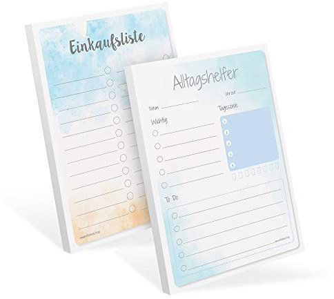 2er Spar-Set Notizblock DIN A6 105 x 148 mm, Einkaufsliste & Alltagshelfer Einkaufszettel
