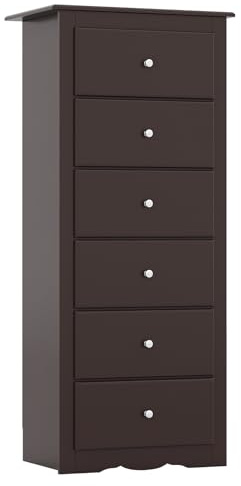 Giantex 6-Drawer Dresser for Bedroom, Wooden Chest of Drawers w/Metal Handles & Large Capacity, 16 D x 23.5 W x 53.5 H Clothes Organizer, Modern Tall Dresser for Bedroom, Entryway, Living Room