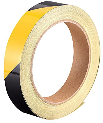 sourcing map Reflektierendes Klebeband 20 mm x 25 m wasserdichtes Warnband für Fahrräder, Wohnmobile und Bootsstreifen im Freien gelb schwarz