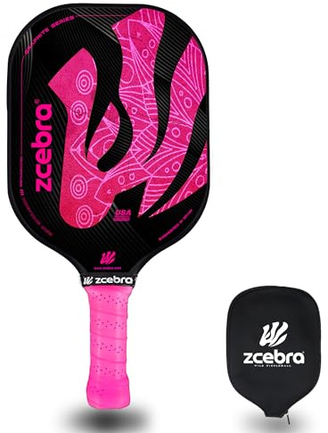 ZCEBRA Pala de Pickleball Grafito - Raqueta Fibra de Carbono núcleo de Panel de Abeja Polipropileno – Set Funda Neopreno
