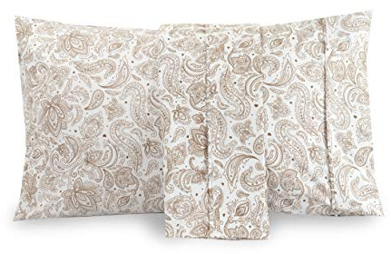Valerian Paisley Printed Pillowcases 2-Piece Set Egyptian Quality 1500 Thread Count Timeless Classic Designs Soft and Smooth Weave, Wrinkle Resistant, Paisley Queen Pillowcase, Taupe