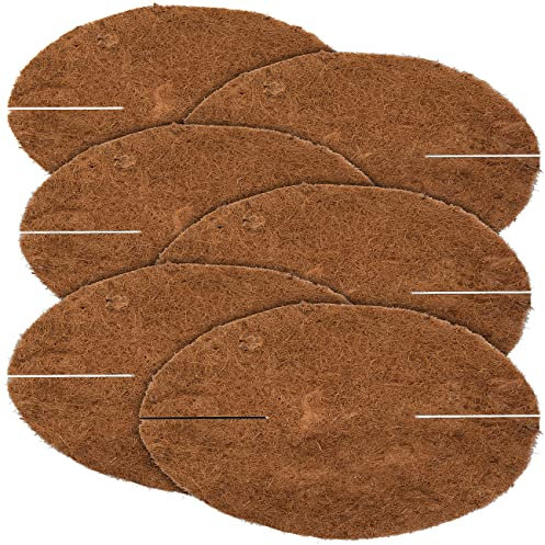 Royal Gardineer Kokosmatte Pflanzen: 6er-Set runde Frostschutz-Kokosmatten für Topfpflanzen, Ø 38 cm (Kälteschutz Pflanzen, Kokos-Mulchscheibe, Winterschutz Hauben)