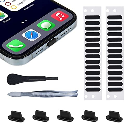 Protector de cubierta antipolvo para iPhone 14/13/12, modelos Pro/Pro Max/Mini, con tapones y 5 calcomanías adhesivas de malla