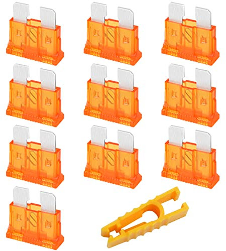 JatilEr 10 Pièces Fusible Voiture, Fusibles pour Auto Standard 5A, Voiture Fusible avec 1 Extracteur de Fusibles pour Voiture/Camping-Car/Camion/Moto/Bateau