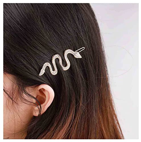Yheakne Boho Kristall Schlange Haarspange Haarspange Gold Strass Pave Haarspange Pin Dekorative Haarnadeln Minimalistische Haarspangen Haarschmuck für Frauen und Mädchen (Gold)