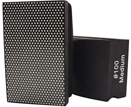 SHDIATOOL Almohadilla de Pulido Manual de Diamante, 2 Piezas Grano 100, Bloque de Pulido de Diamante Electrochapado para Pulido, Pulido, Bordes Afilados de Piedra, Vidrio, Cerámica, Mármol, Granito