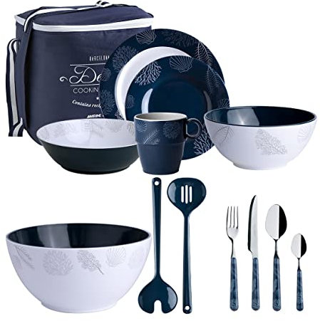 MARITIMIA Living Only Eat Crockery Set 50 Pieces with Carry Bag
