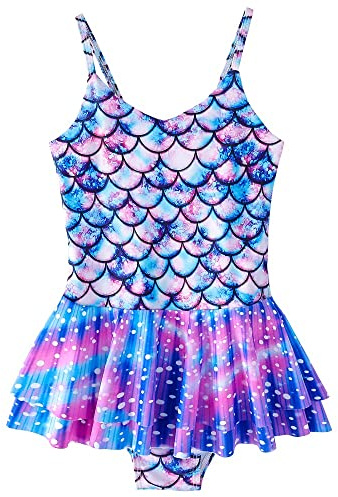 MZSYLK Maillot de Bain Filles Mignon Licorne Maillots de Bain Une Pièce pour Enfants et Filles Bretelle Épaisse, bleu, 8-9 ans