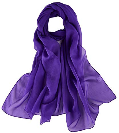 JWSilk Lange Seide Chiffon Schal Einfarbig, Lila 1, 69x26