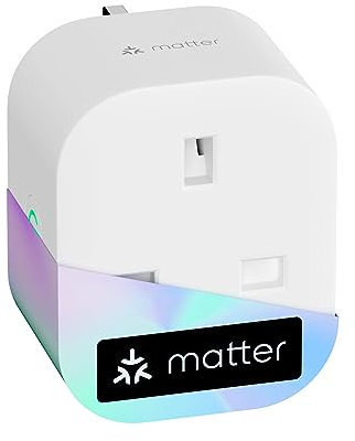 Meross Matter Smart Plug Mini with Energy Monitoring, Works with Apple HomeKit, Alexa, Google Home, SmartThings, WiFi Plug with Voice Remote Control, 13A, 1 Pack, White