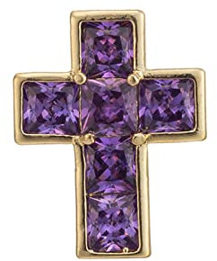 Epinki Bauchnabel Piercings, Kreuz mit Lila Zirkonia Anhänger Bauchnabelpiercings Edelstahl Body Piercing Schmuck 18MM Lila