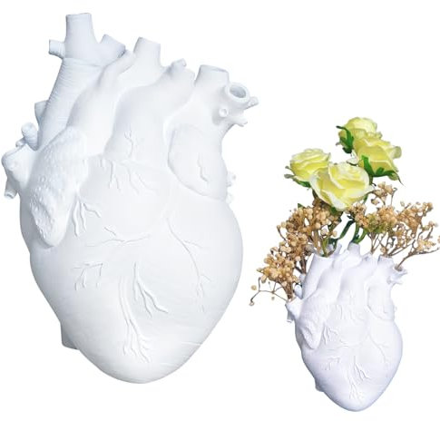 Herz Vase Anatomisch, Herz vase, Kreative Harz Herzvase Anatomisch Herzförmige Vase, Vasenharz Dekorative Blumevase, für Heimdekoration, Wohnzimmer, Büro