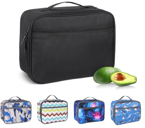 Minicoco Lunch Bag Insulated Lunch Bag for Men Kids, Reusable Lunch Tote Bags Portable Leakproof Lunch Cool Bag Thermal Lunch Tote Bags with Front Pocket Lunch Organizer for Work, School, Picnic