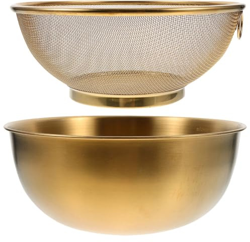 Luxshiny Colador De Cocina De Acero Inoxidable Set 2 7.1 Pulgadas Lavabo Y Escurridor Multiusos Para Verduras Frutas Y Arroz Diseño De Malla Fina Compacto