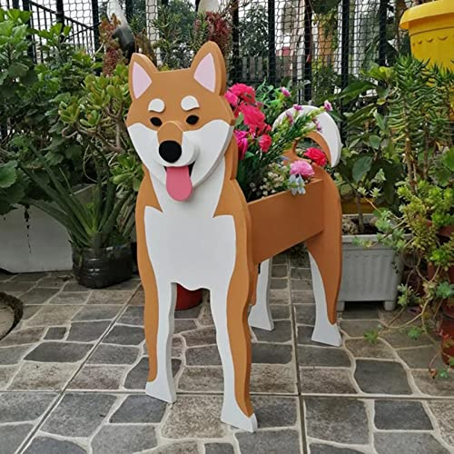 Vaso Di Fiori Per Cani Più Razze Di Cani Da Giardino Vasi Di Fiori In PVC Fai Da Te Vaso Per Piante Da Interno E Da Esterno Decor (Color : Shiba Inu, Size : 43 * 25cm)