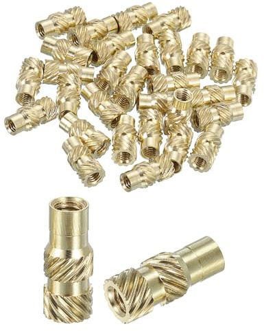QUARKZMAN Gewindeeinsatz, 50 Stück M3 x 12mm L x 5mm Ø 3D-Druck Messingmuttern weibliche Einschmelzmutterne Messing Heat Set Einbettungsmuttern