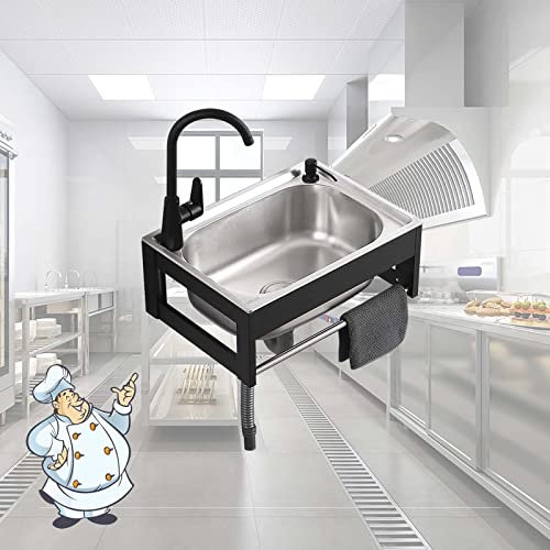 Bliote Waschbecken, Allzweckspüle, Mini-Wandküche, Wandmontage-Waschbecken mit Wasserhahn, Einzelbecken, Wandmontage-Waschbecken, für draußen, drinnen, Garage, Küche, Waschküche, Hauswirtschaftsraum