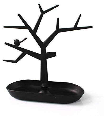 Organizzatore di gioielli Design ad albero Torre espositiva per gioielli Collana Orecchino Supporto per bracciale Organizzatore Supporto Porta chiavi (Nero)
