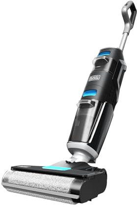BLACK+DECKER Aspirateur et balai sans fil avec aspirateur et serpillère avec autonettoyant, nettoyage des bords et affichage numérique, design peu encombrant, tout-en-un en une étape pour sols durs et