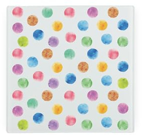 Dessous de plat en verre à pois multicolores - Cadeau de pendaison de crémaillère - Protection de plan de travail avec pieds antidérapants - 20 x 20 cm