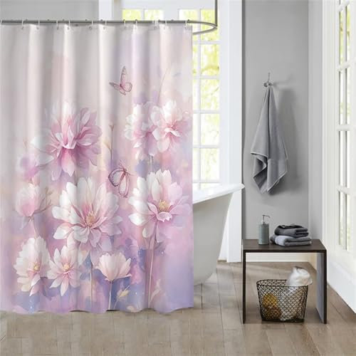 Duschvorhang PeachShower Curtain Curtains, Duschvorhänge Duschrollo 120x180cm Duschvorhang Mit Gewicht Badewanne, Duschrollo, Badewanne Duschvorhang Textil Stoff Waschbar Bad Vorhang Badevorhang 963