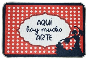 hola-world. Felpudo/Alfombrilla Original para Puerta de Entrada e Interior (Cocina, Dormitorio, salón etc.) Base Antideslizante de Caucho. Lavable a máquina. Modelo: Arte. Medidas: 40x60 cm.