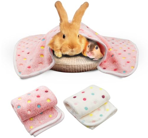 LuckyOpt Meerschweinchen-Decke, weich, warm, für Meerschweinchen-Käfig, wiederverwendbar, waschbar, Kleintiere, Bettwäsche für Hamster, Kaninchen, Meerschweinchen, Katzen, Welpen, 40 x 60 cm, runde