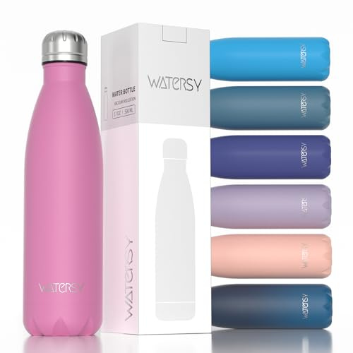 WATERSY Gourde Isotherme en Acier Inoxydable à Double paroi en Métal pour Garder au Froid Pendant 24 Heures et au Chaud Pendant 12 Heures - Bouteille de Sport en métal sans BPA - 500 ml