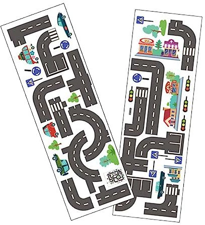 ibasenice Cartoon Eisenbahn Schienen Wandaufkleber Kinderzimmer Schlafzimmer Weiches Material Ablösbar Ohne Rückstände Dekorative Kinderdeko Auto Wandtattoo Flexible Spielzimmer Wandkunst Aufkleber