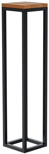 CLP Beistelltisch Manteo aus Eichenholz, eckiger Nachttisch, Sofatisch mit pulverbeschichtetem Metallgestell und Bodenschonern, Größe:20x20x90 cm