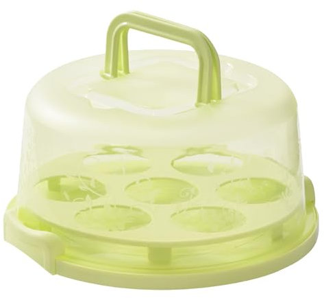Récipient à gâteau rond portable en plastique avec couvercle pour biscuits, fruits, etc. (A, taille unique)