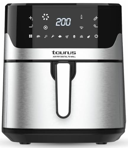 Taurus – Freidora aire Air Fry Digital 7S Wall | 1600W | 6,5L | 8 Programas | Pantalla táctil | Avisador Acústico | Temporizador 60 min | Accesorio Wall: 2 Recetas