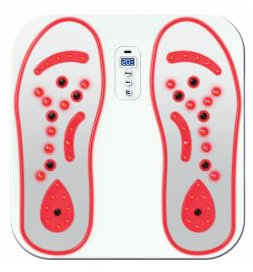 Rkdely Masajeador de Pies, Masajeador Pies Eléctrico con EMS, Luz Roja & Imanes, Masaje pies con 8 Modos de Masaje y 20 Niveles de Intensidad para Abuela, Abuelo y Sus Amigos