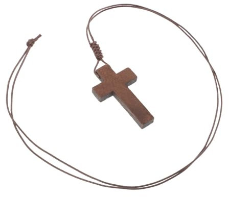 Veemoon Colgante De Collar Con Cruz De Madera Y Cadena De Cuerda Ajustable Para Hombres Y Mujeres Para Diversos Atuendos Y Ocasiones